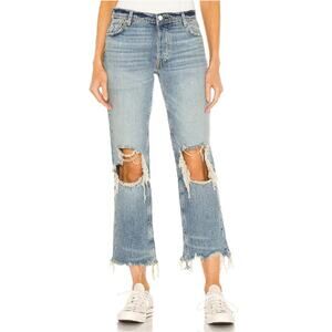 Free People Maggie Mid Rise Straight Leg Jean Aged to Perfecion Size 25